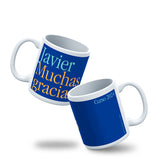 Taza Nombre + Muchas Gracias Azul