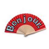 Abanico Bonjour | Abanico rojo artesanal | Regalo con estilo